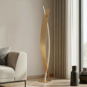 Lampa Podłogowa Lucande, Marija, ściemnialny, złoty | mosiężny, salon, metal, nowoczesny