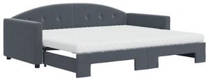 Sofa rozsuwana z materacami, ciemnoszara, 90x200 cm, aksamit
