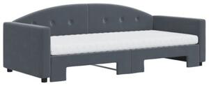 Sofa rozsuwana z materacami, ciemnoszara, 90x190 cm, aksamit