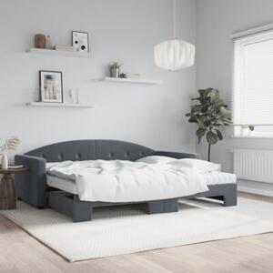 Sofa rozsuwana z materacami, ciemnoszara, 90x190 cm, aksamit