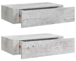 Półki ścienne z szufladą, 2 szt., szare, 40x23,5x10 cm, mdf