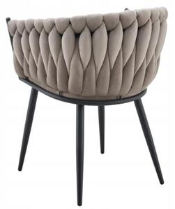 Nowoczesne stylowe krzesło jadalnia salon welur glamour KT220 taupe