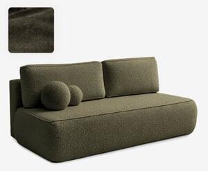 Sofa Rozkładana Kanapa z Funkcją Spania Dwuosobowa Boucle Oliwkowa ARVETO