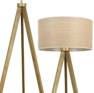Lampa podłogowa trójnóg dębowy Light Home LH Juta 1xE27 44cm abażur walec beżowy