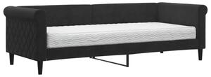 Sofa z materacem do spania, czarna, 80x200 cm, aksamit