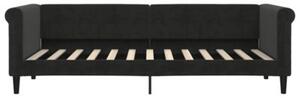 Sofa rozsuwana, czarna, 80x200 cm, aksamit
