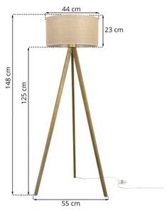 Lampa podłogowa trójnóg dębowy Light Home LH Juta 1xE27 44cm abażur walec beżowy