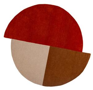 Ceglasty wełniany okrągły dywan tkany ręcznie ø 150 cm Mia Segment – Flair Rugs