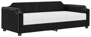 Sofa z materacem do spania, czarna, 90x200 cm, tkanina