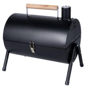 Grill węglowy stalowy z kominem podwójny ruszt przenośny 41x25x38 cm