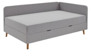 Jasnoszare tapicerowane łóżko jednoosobowe ze schowkiem 90x200 cm Cabana – Meise Möbel