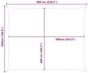Żagiel przeciwsłoneczny jasnoszary i biały. 6 x 5 m