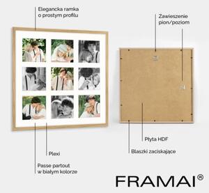 Ramka na zdjęcia 9x 10x10 cm kolor dębowy galeria zdjęć multirama collage 40x40 cm FRAMAI®