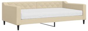 Sofa z materacem do spania, kremowa, 100x200 cm, tkanina