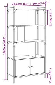 Biblioteczka z drzwiczkami, przydymiony dąb, 76,5x30x154,5 cm