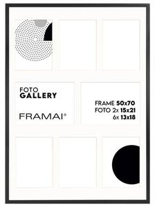 Ramka na zdjęcia 8 zdjęć 13x18 i 15x21 cm rama czarna foto galeria 50x70 cm FRAMAI®