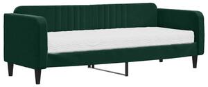 Sofa z materacem do spania, ciemnozielona, 80x200 cm, aksamit
