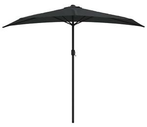 Półparasol balkonowy, aluminiowy słupek, czarny, 270x144x222 cm