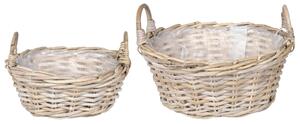 Kosz na rośliny z przechowywaniem 2 pcs Szary Rattan Lacak