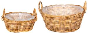 Kosz na rośliny z przechowywaniem 2 pcs Brązowy Rattan Lacak