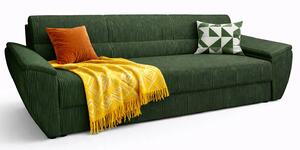 Zielona sztruksowa sofa z funkcją spania N4-C89