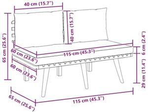 Ławka ogrodowa z poduszkami, 115 cm, lite drewno akacjowe