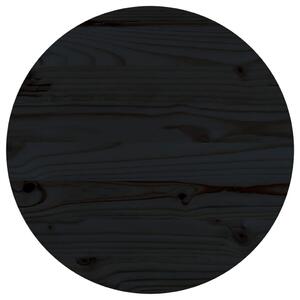 Blat stołu, czarny, Ø50x2,5 cm, lite drewno sosnowe