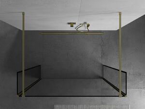 Mexen Kioto ścianka prysznicowa wolnostojąca 90 x 30 x 30 cm, czarny wzór, złota szczotkowana - 800-090-030-222-55-70-030