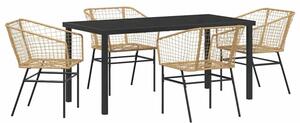 Zestaw Mebli Ogrodowych Komplet Jadalniany 5-Częściowy Brązowy Rattan Na Taras Balkon Ogród