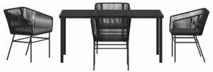 Zestaw Mebli Ogrodowych Komplet Jadalniany Z Poduszkami 5-Częściowy Czarny Metal Na Taras Balkon Ogród