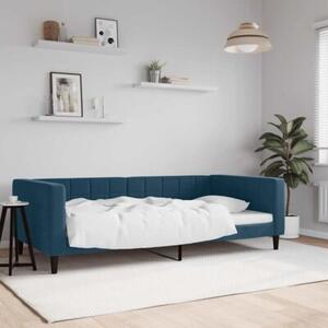 Sofa z funkcją spania, niebieska, 100x200 cm, obita aksamitem