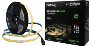 Taśma LED 320 COB 24V IP20 3000K 5m ściemnialna zestaw ze sterownikiem i zasilaczem Ecolight