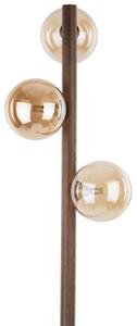 Lampa podłogowa TK Lighting Estera Wood 16151 drewniana brąz + 3 szklane klosze bursztynowe, G9, włącznik nożny, 150 cm