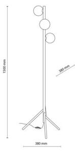 Lampa podłogowa TK Lighting Estera Wood 16151 drewniana brąz + 3 szklane klosze bursztynowe, G9, włącznik nożny, 150 cm