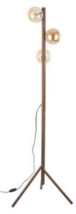 Lampa podłogowa TK Lighting Estera Wood 16151 drewniana brąz + 3 szklane klosze bursztynowe, G9, włącznik nożny, 150 cm