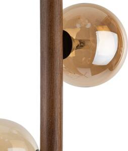 Lampa podłogowa TK Lighting Estera Wood 16151 drewniana brąz + 3 szklane klosze bursztynowe, G9, włącznik nożny, 150 cm