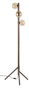 Lampa podłogowa TK Lighting Estera Wood 16151 drewniana brąz + 3 szklane klosze bursztynowe, G9, włącznik nożny, 150 cm