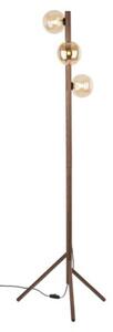 Lampa podłogowa TK Lighting Estera Wood 16151 drewniana brąz + 3 szklane klosze bursztynowe, G9, włącznik nożny, 150 cm