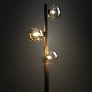 Lampa podłogowa TK Lighting Estera Wood 16151 drewniana brąz + 3 szklane klosze bursztynowe, G9, włącznik nożny, 150 cm