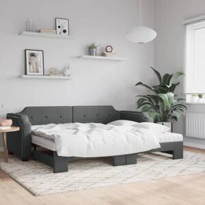 Sofa rozsuwana z materacami, ciemnoszara, 80x200 cm, tkanina