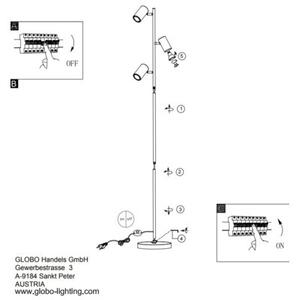 Lampa podłogowa Globo ROBBY 57910SW biała mat metal, 3x GU10 LED, wys. 154 cm, kabel 1,8 m z włącznikiem