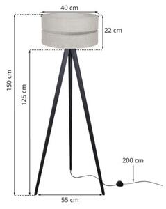 Lampa podłogowa trójnóg czarny Light Home LH Len Duo 1xE27 40cm abażur walec jasny beżowy L01