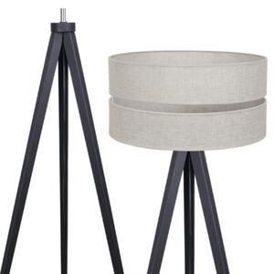 Lampa podłogowa trójnóg czarny Light Home LH Len Duo 1xE27 40cm abażur walec jasny beżowy L01