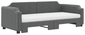 Sofa rozsuwana z materacami, ciemnoszara, 80x200 cm, tkanina
