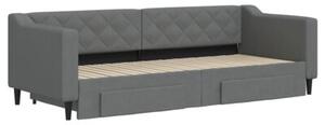 Sofa rozsuwana z szufladami, ciemnoszara, 80x200 cm, tkanina
