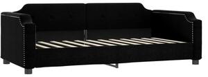 Sofa z funkcją spania, czarna, 90x200 cm, obita tkaniną