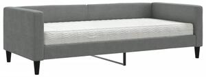 Sofa z materacem, ciemnoszara, 90x190 cm, tkanina
