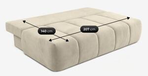 Sofa Rozkładana Kanapa z Funkcją Spania Dwuosobowa Do Salonu Kremowa SARIA
