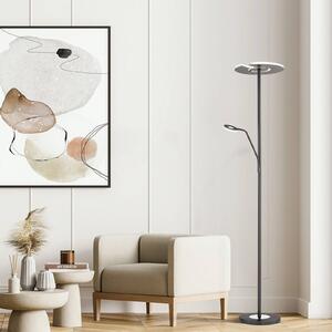 FISCHER & HONSEL Lampa stojąca LED Dent, możliwość ściemniania, czarny, salon / jadalnia, metal, nowoczesny