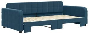 Sofa rozsuwana, niebieska, 100x200 cm, aksamit